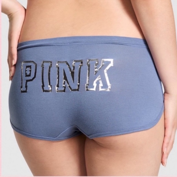 🔥PINK VICTORIA’S SECRET Cotton Dorm Bling Bralette & Boyshorts Dusty Iris LARGE - Picture 7 of 16